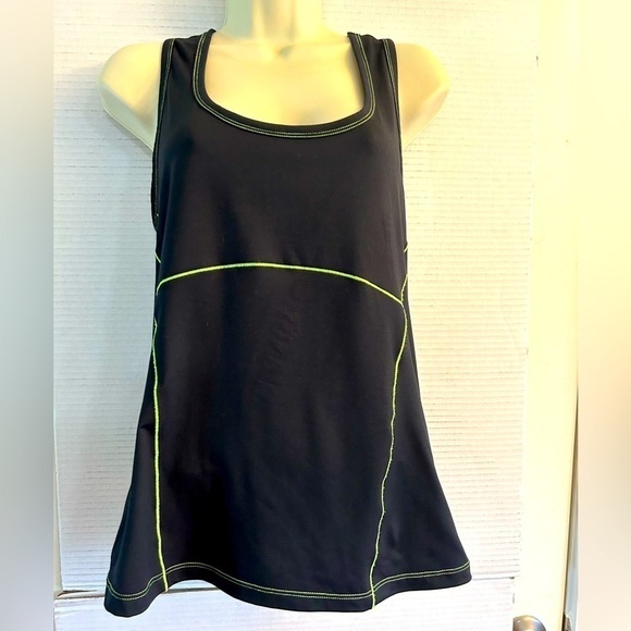Fabletics Phoenix black & green athletic racer back women’s tank top Sz-L   O20 - Picture 3 of 9